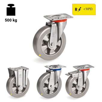 TR-62ESD-NL-M-Ruote con supporti per carichi leggeri e supporti per carichi medi